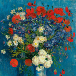 Vase mit Kornblumen und Klatschmohn